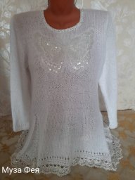Джемпер с бабочкой спицы+крючок