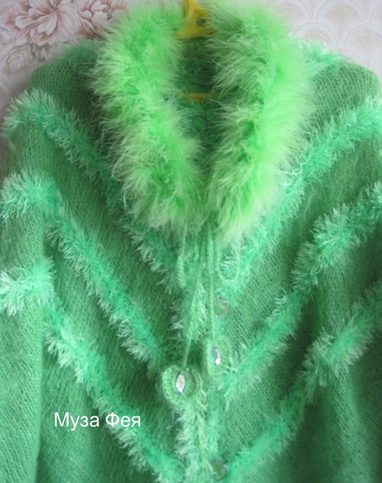 Пальто из мохера "Зеленая, зеленая трава..."