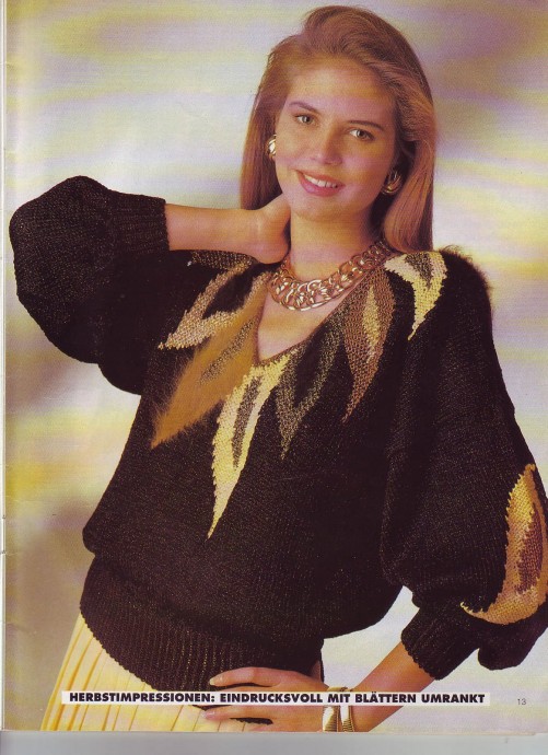 Пуловер с листьями из старого журнала