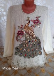 Джемпер "Павлин" спицами