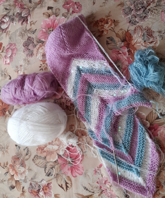 Полосатый шарфик спицами