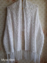 Палантин-накидка "Снежная королева" спицами