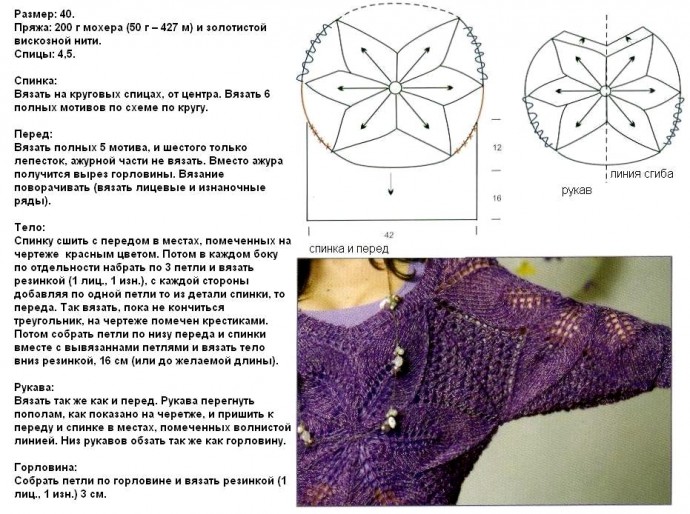 Пуловер "Звезда"на спицах.
