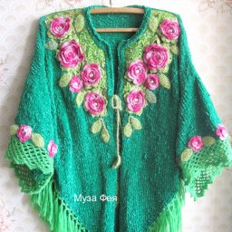 Пончо " Розы на бархате"