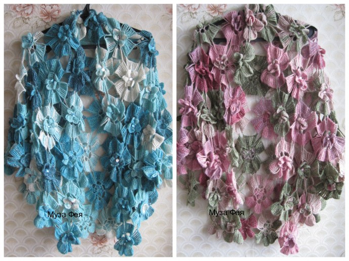 Цветочные шали из журнала "Ализе"