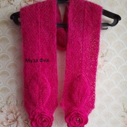 Шарф Роза спицами и крючком