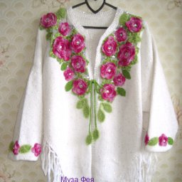 Пончо "Розы на снегу"