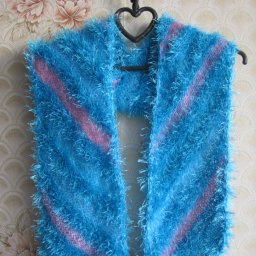 Шарф в косую полоску, спицы+ крючок