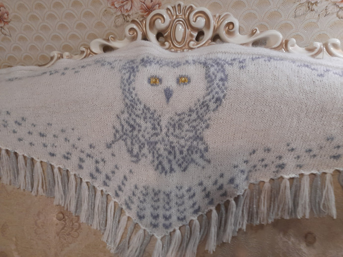 Моя шаль Сова Hedwig спицами Моя шаль Сова Hedwig спицами
