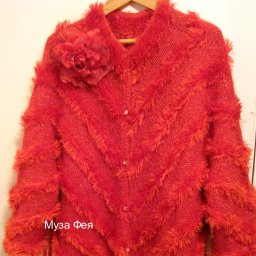 Пончо - "чайка" с рукавами спицами -2.