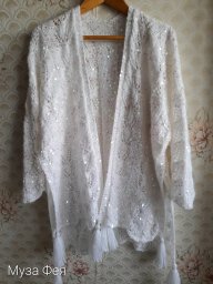 Первые снежинки. Кардиган-накидка спицами.