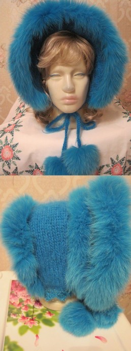 Капор из мохера и меха Капор из мохера и меха
