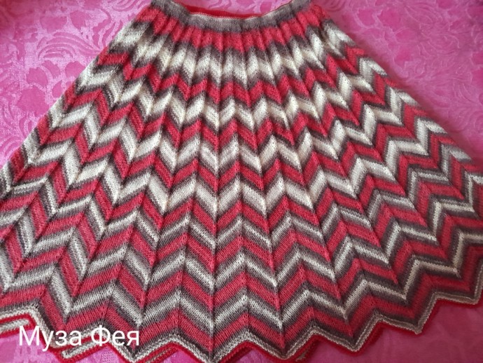 Юбка Миссони из секционной пряжи спицами. Юбка Миссони из секционной пряжи спицами.