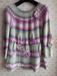 Пуловер из секционной пряжи "В окно повеяло весною..."