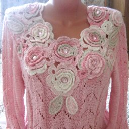 Ажурная кофточка "Нежные розы".