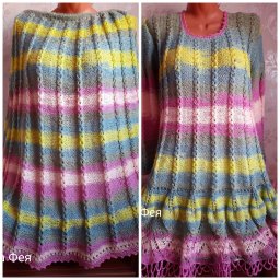 Юбка спицами к тунике с листьями