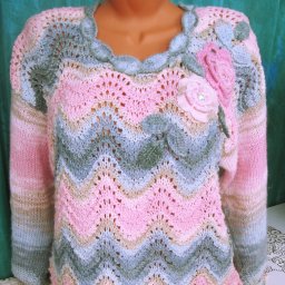 Пуловер узором "павлинье перо".