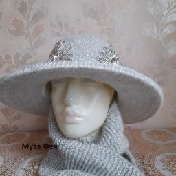 Шляпка и шарфик "Серебро".