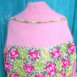 Шаль "Вдыхая розы аромат..."  Крючок+спицы