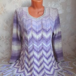 Пуловер "Весенний цветок", Миссони с бахромой