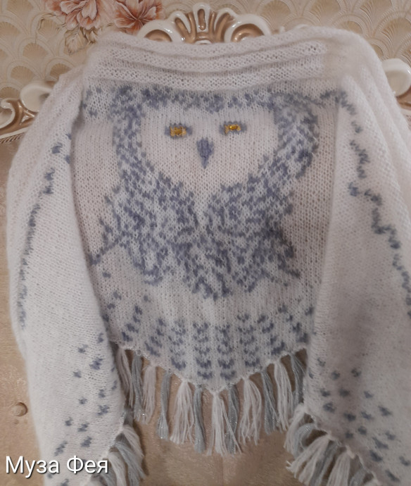 Моя шаль Сова Hedwig спицами Моя шаль Сова Hedwig спицами