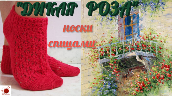 Носки спицами "ДИКАЯ РОЗА" Носки спицами "ДИКАЯ РОЗА"