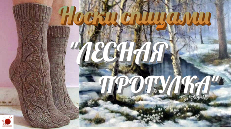 Носки спицами "ЛЕСНАЯ ПРОГУЛКА".
