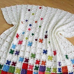 Плед - покрывало  из остатков пряжи!