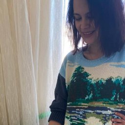 Интарсия спицами. Картина Степана Петрова "У озера" часть картины)