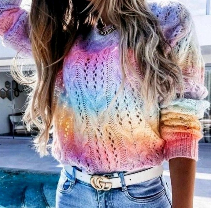 Радужный пуловер.Схема.