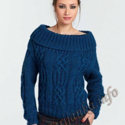 Стильный пуловер с косами