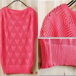 Ажурная кофточка, вязанная узором сердечки