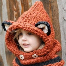 Детский капор с ушками в виде лисички