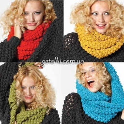 Снуд шишечками, связанный спицами. Описание