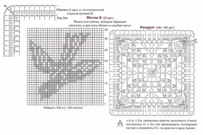 Много красивых мотивов крючком. Схемы