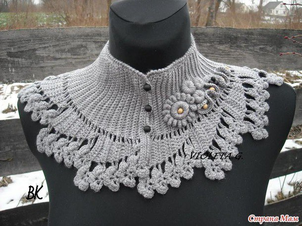Необычная манишка крючком, схема. Необычная манишка крючком, схема.