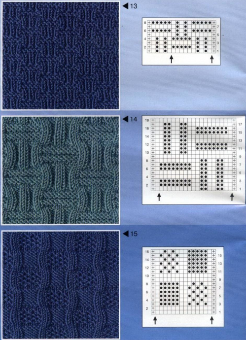 Узоры из лицевых и изнаночных петель.
