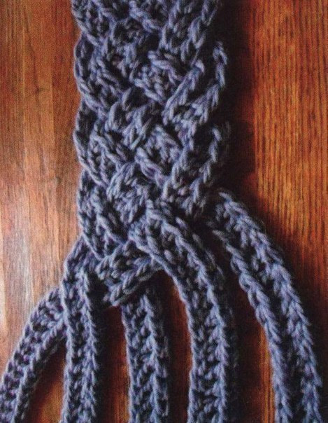 Плетёный шарф-снуд крючком 3
