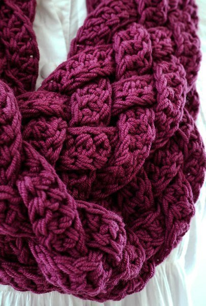 Плетёный шарф-снуд крючком 4