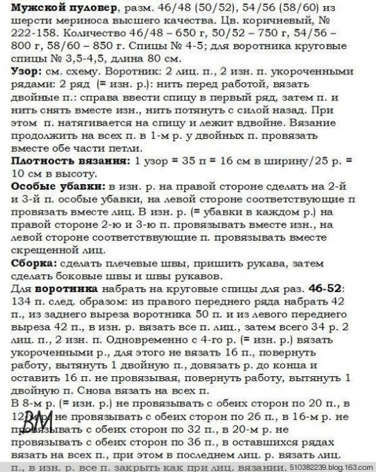 Мужской пуловер спицами. Мужской пуловер спицами.