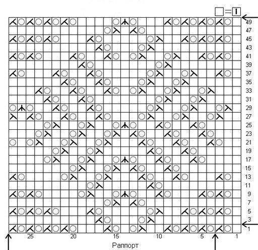 Красивый ажурный узор спицами. Схема прилагается