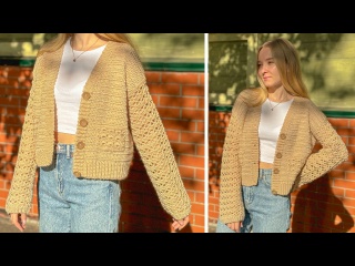 Осенний КАРДИГАН крючком ? | Мастер-класс для начинающих