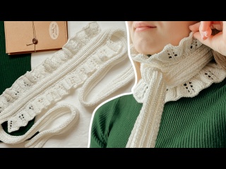 Шарф с рюшей спицами | Мастер-класс для начинающих