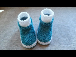 Мои фавориты Авторские пинетки на двух спицах без шва