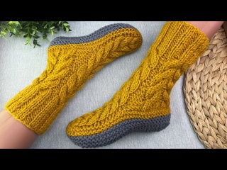 Легкие и простые носки спицами Мастер класс