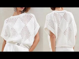 Потрясающий джемпер_жилет_безрукавка как у Кучинелли. Описание вязания. Выкройка на три размера.