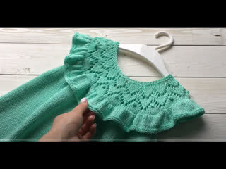 Детское летнее платье спицами _Мята_