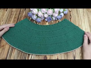 КРУГЛАЯ КОКЕТКА СПИЦАМИ С ПОПЕРЕЧНЫМ УЗОРОМ