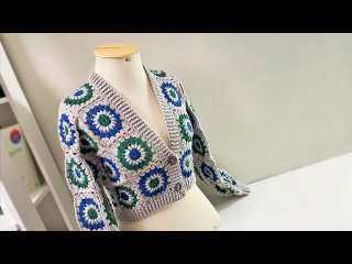 Жакет крючком из простых мотивов, часть 1 из 2
