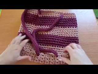 Мой любимый рюкзачок из трикотажной пряжи крючком❤